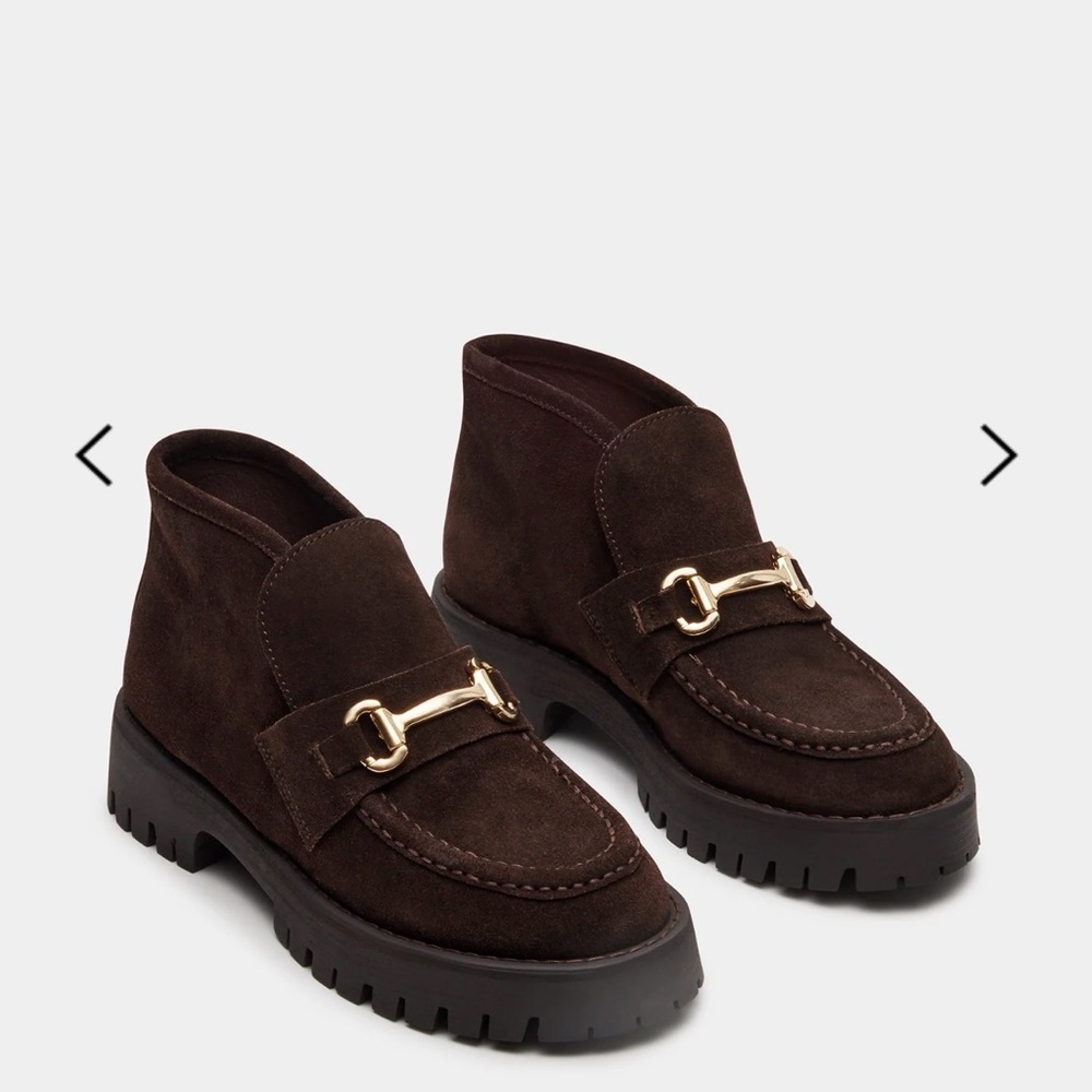 Women Steve Madden Brown Suede Bootie Loafers